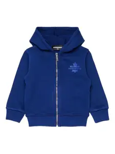 Худи на молнии с логотипом Dsquared2 Kids, синий