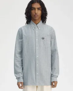 Мужская рубашка Оксфорд в полоску с длинными рукавами Fred Perry, синий/белый