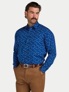 Хлопковая рубашка Regular Fit с принтом лабрадора Raging Bull, Navy