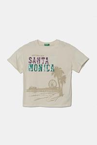 Детская хлопковая футболка United Colors Of Benetton, бежевый