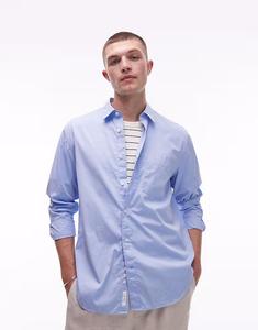 Рубашка свободного кроя ARKET из поплина синего цвета