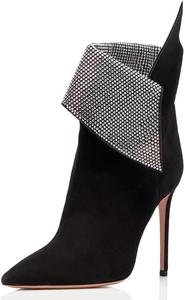 Женские ботильоны FSJ с острым носком на высоком каблуке-шпильке, украшенные стразами, из искусственной замши, размеры 4-15 США, Black