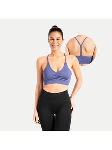 SMILODOX Спортивный бюстгальтер однотонный темно-синий с эффектом сборки