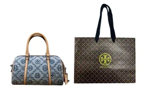 TORY BURCH Монограмма Деним Мини Бочка Пудрово голубой