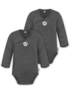 Normani Outdoor Sports Комплект из двух детских бодиков (двойня) из мериносовой шерсти, цвет антрацит