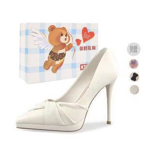 NTOZE Туфли-лодочки на тонком каблуке 10 см бежевые с подарочной упаковкой [Bear Box], цвет Ecru 10CM[Bear Box](Gift Included)