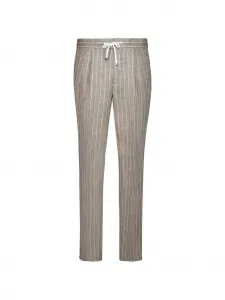 Льняные брюки в полоску Brunello Cucinelli, бежевый