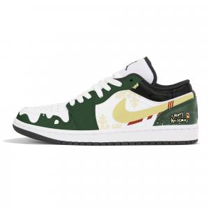 Jordan Баскетбольные кроссовки Air 1 с амортизацией и противоскользящим эффектом, винтажные, низкие, мужские, цвет белый-зеленый