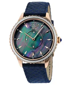 Женские часы Siena Blue с кварцевым механизмом Swiss Quartz, кожаный ремешок, 38 мм GV2 by Gevril