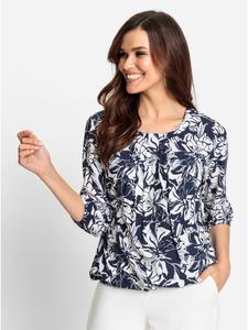 Блузка с принтом в темно-синем и экрю цветах WITT WEIDEN