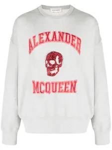 Худи с вышитым логотипом Alexander McQueen, серый
