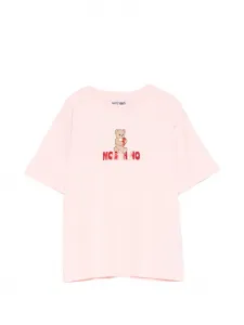 Футболка с принтом медвежонка Moschino Kids, розовый