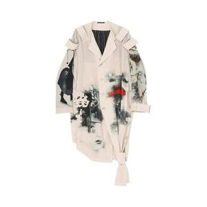 Куртка Yohji Yamamoto Patterned Double Jacket With Shoulder Epaulettes, цвет White/Black