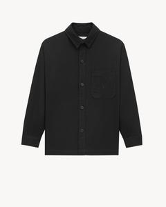 Рубашка-куртка CASSANDRE из хлопково-льняной габардины Saint Laurent, черный