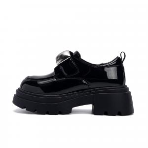 HUANQIU Мэри Джейн лоферы из искусственной кожи на каблуке 4 см, женские, черные