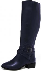 Женские ботинки YDN с круглым носком до колена, с широким голенищем, низкий квадратный каблук, повседневные осенние и зимние ботинки, размер 4-15 US, Dark Blue