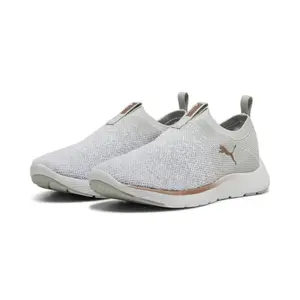 Кроссовки-слипоны PUMA "SOFTRIDE REMI SLIP-ON KNIT WN'S", цвет Ash Gray- Puma White-Rose Gold