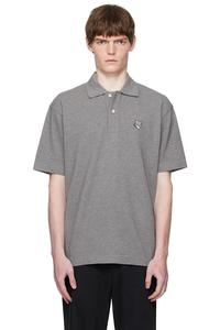 Удобная поло с вышитой головой лисы Bold fox Maison Kitsuné, серый