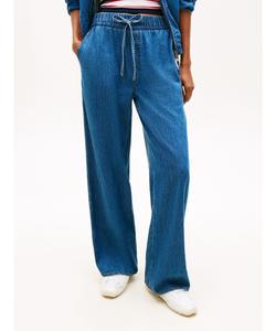 Брюки из шамбре на резинке