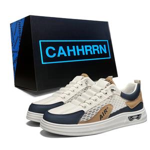 CAHHRRN Дышащие низкие скейтерские кроссовки мужские бело-синие, цвет White Blue