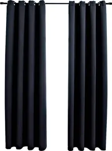 Плотные шторы с кольцами, 2 шт., черные, 137x213 см, ткань vidaXL