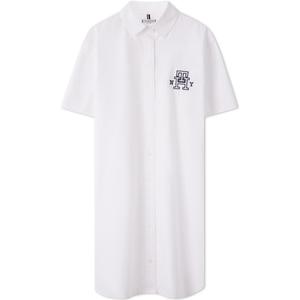 Tommy Hilfiger Платье женское с коротким рукавом, белое, с лацканами, средней длины