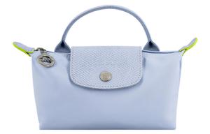 LONGCHAMP Сумка Le Pliage Green Cow с кожаной отделкой в форме пельменя, женская, светло-голубая