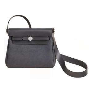 HERMES Холщовая кожаная сумка через плечо миниатюрная женская шиферно-серая