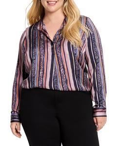 NIC+ZOE Плюс Рубашка с анималистичным принтом Nic + Zoe, синий