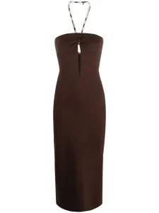 Платье миди с вырезом халтер The Attico, коричневый