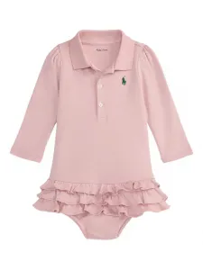 Платье с воротником поло и оборками POLO RALPH LAUREN KIDS, розовый