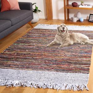 Ковер SAFAVIEH, 244 x 305 см, - коллекция Vintage Leather - большой - красный и желтый, ручной работы бохо с бахромой из кожи, идеально для гостиной, спальни, столовой (VTL310Q)