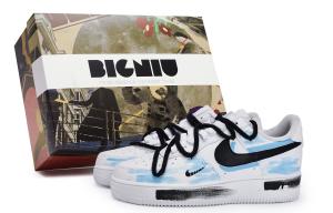 Кроссовки Nike Air Force 1 Skateboarding Shoes Unisex Low-top Black/Blue, белый/черный