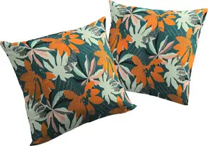 Декоративная подушка Адам "Джунгли", сертификат GOTS - чехол на подушку без наполнения, 1 шт Adam 40х60 см, цвет dunkelpetrol/orange + bedruckt