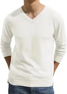 Мужской мягкий вязаный пуловер с v-образным вырезом легкий облегающий повседневный