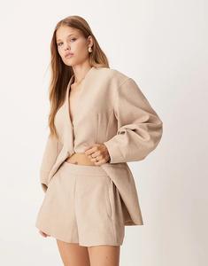 Коричневые шорты ASOS DESIGN из искусственного льна