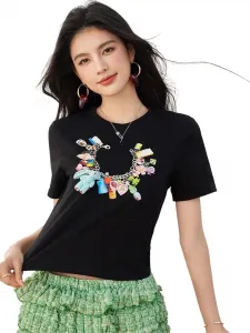 Женская футболка с принтом и коротким рукавом Slim Fit