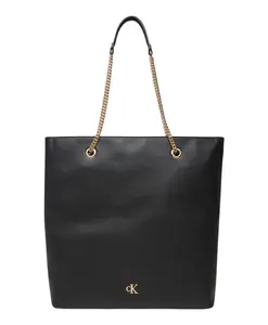 Минималистичная сумка-тоут с монограммой на цепочке Calvin Klein, черный