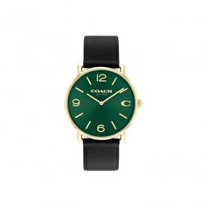 COACH Часы ELLIOT Collection Wrist Watch Quartz Movement Genuine Leather Strap Green Dial Men's Watch 14602648