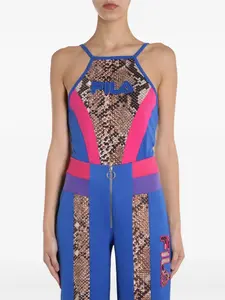 Топ с вставками из змеиной кожи Fila, синий