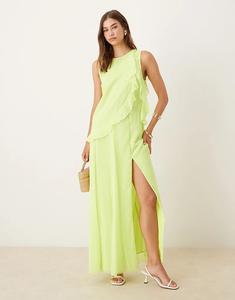 Платье макси-платье ASOS DESIGN с оборками и спиной цвета лайма