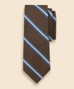 Галстук в полоску Tussah Silk/Cotton BB#2 Brooks Brothers, цвет Brown