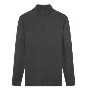 Tom Baine Мужской кашемировый свитер приталенного кроя на молнии на четверть, цвет Charcoal