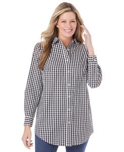 Рубашка с длинным рукавом идеального размера для полных женщин Woman Within, Black gingham