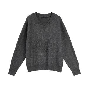 ELLE Свитер Women's Medium Gray V-образный вырез Moderate Others