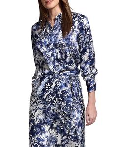 NIC+ZOE Блузка из стрейч-шелковой ткани с цветочным принтом Twilight Blooms Nic + Zoe, синий