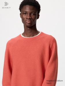 Моющийся бесшовный 3D-джемпер с круглым вырезом Uniqlo, 24 orange