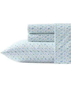 Комплект постельного белья Loveston из 4 предметов, изготовленный из хлопкового перкаля с плотностью 200 нитей, размер Full Laura Ashley, Evie Blue