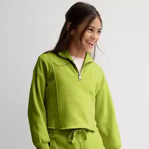 Свитер с застежкой-молнией на четверть длины для девочек 8-20 лет Eyeshadow, зеленый