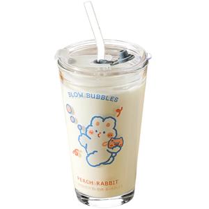 Стеклянные стаканы KAWASIMAYA, Happiness Rabbit Scale Glass Cup (Includes Glass Straws)